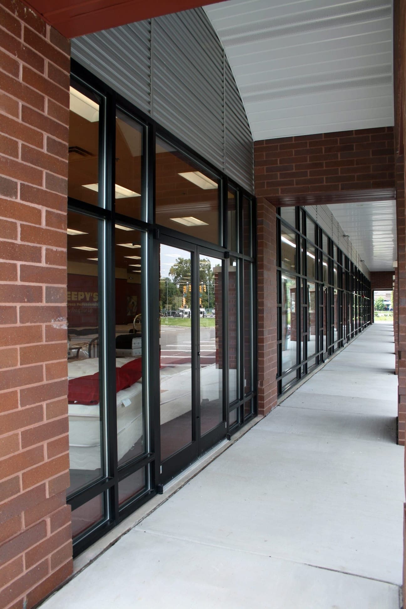 Commercial glass storefront and entrance
